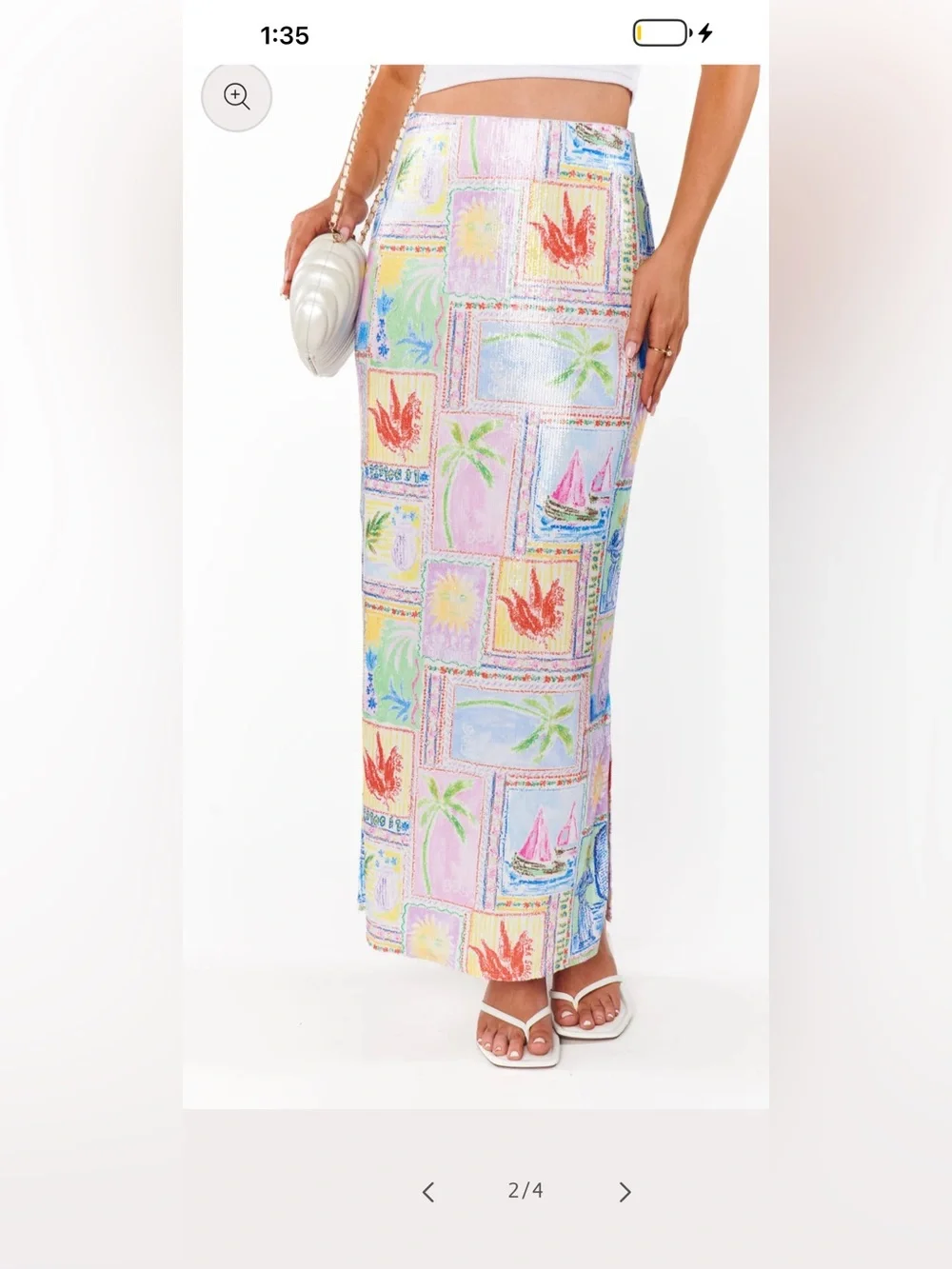 Tagged Show Me Your Mumu Sunlight Sequin Midi Skirt in the Summer Soleil print - Picture 2 of 5
